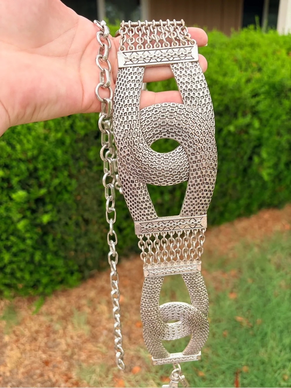 Chicos Vintage Statement Metal Belt, Y2K, Large Hip Chunky Link Chain, Retro